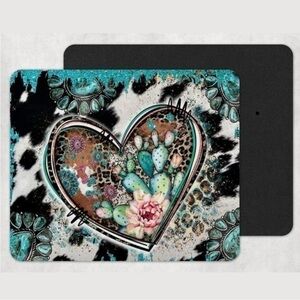 Cow Print Turquoise Mouse Pad